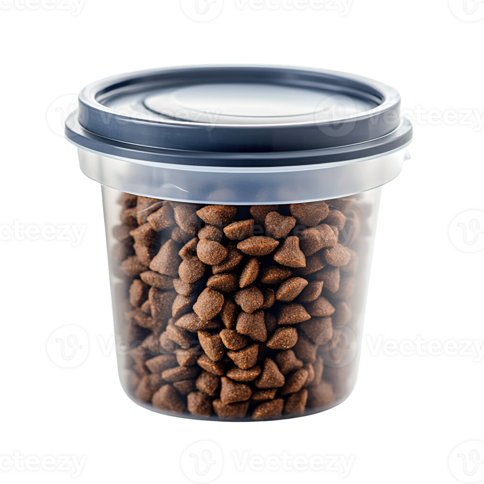 Plastic Container for Storing Dog and Cat Food with Freshness Seal Isolated on Transparent Background png