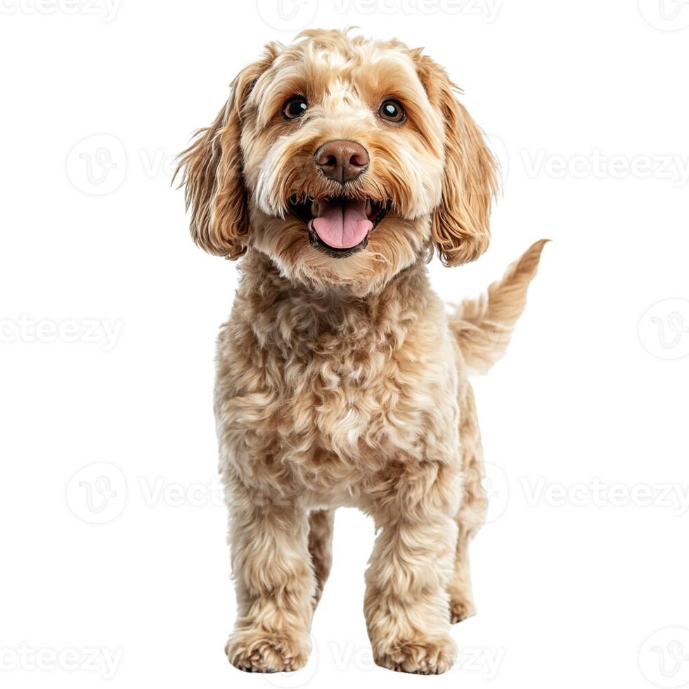 Adorable Cockapoo Dog with Curly Fur on Transparent Background png