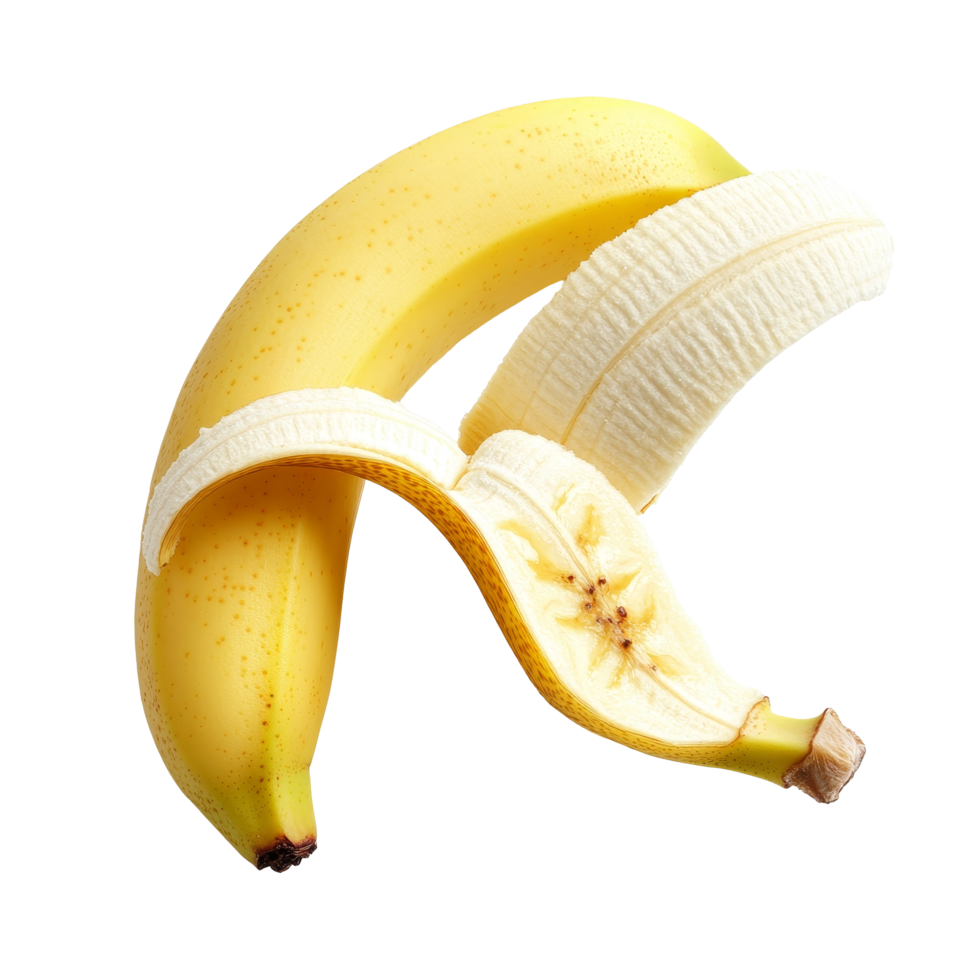 Freshly sliced banana on a clean transparent background showcasing its smooth texture and vibrant color, slice banana on transparent background png