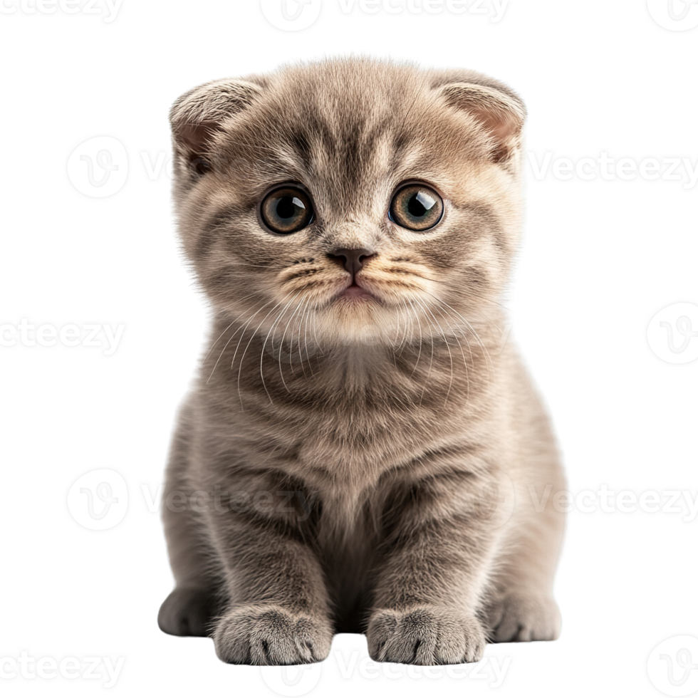 Scottish Fold Kitten with Charming Expressions on Transparent Background png