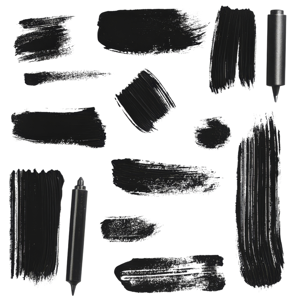 Bold black pencil scribbles and vibrant transparent paint marker strokes on a textured background, black pencil scribble stripes and bold paint marker shapes isolated on transparent background png