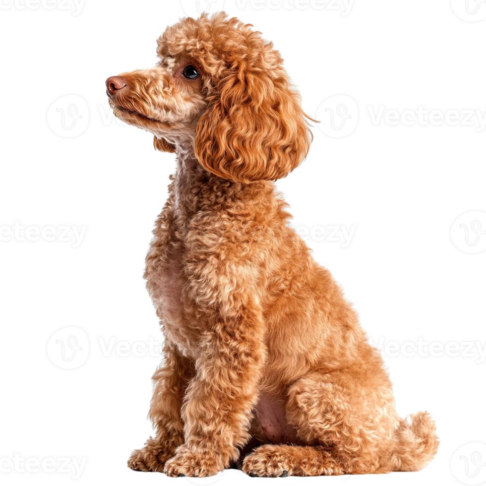 Poodle with Distinctive Grooming and Fluffy Fur on Transparent Background png
