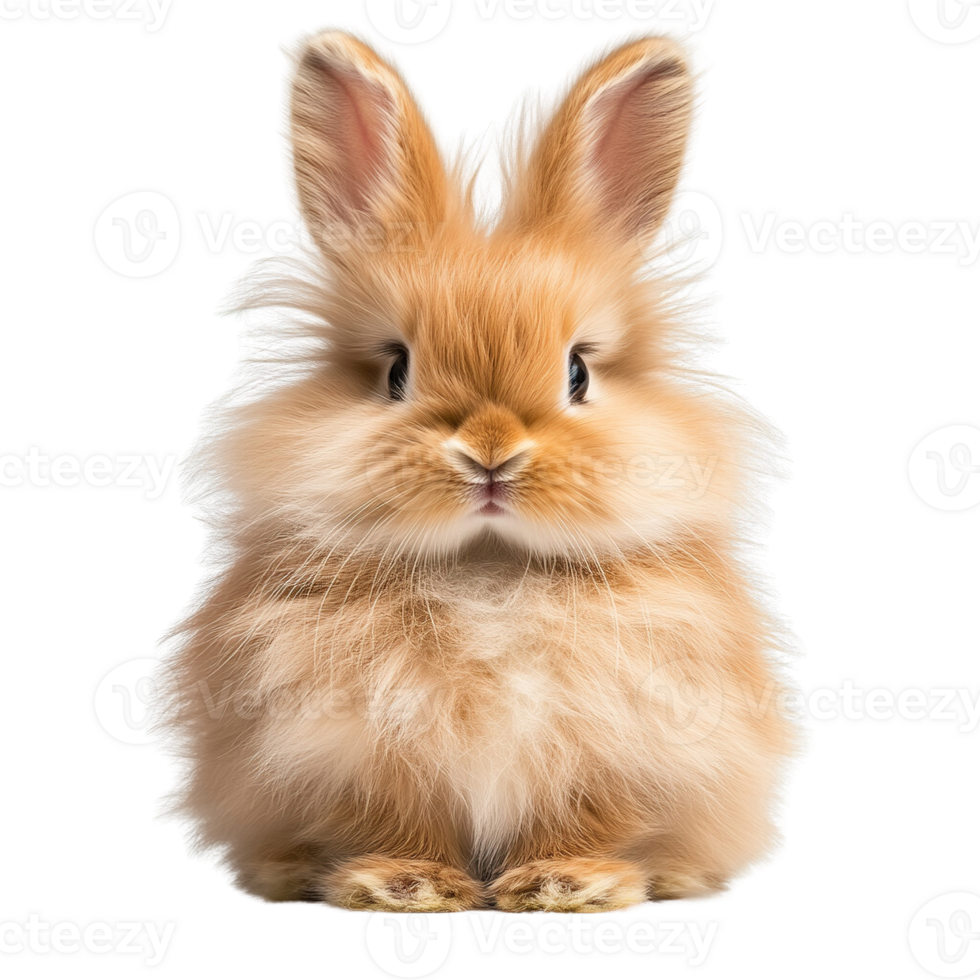 Groomed Baby Bunny with Fluffy Ears and Adorable Face Isolated on Transparent Background png