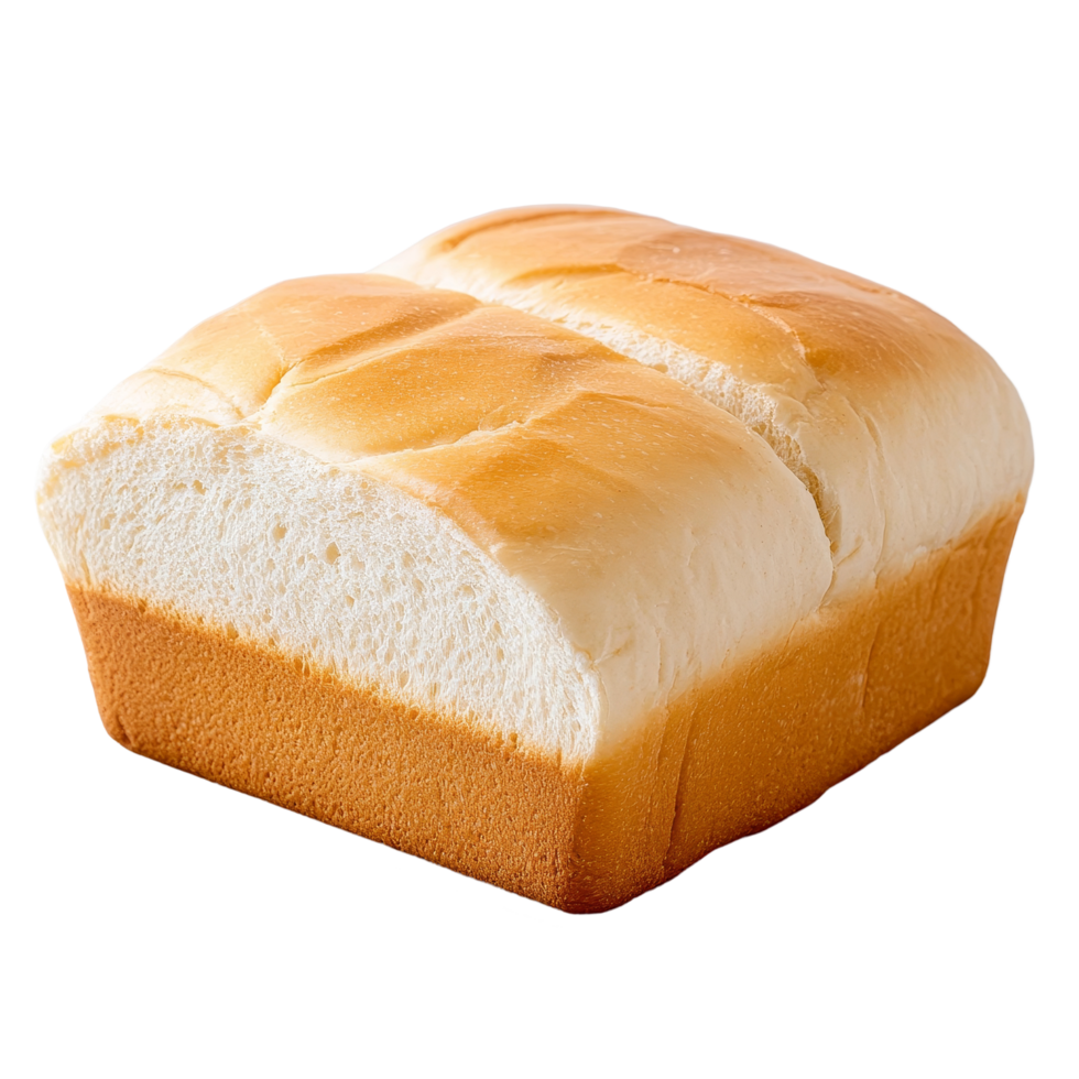 Freshly baked classic transparent loaf bread on a wooden cutting board in a kitchen setting with light textures and neutral tones, Classic transparent loaf bread Stock Photo png
