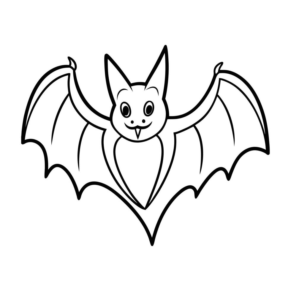 Spooky Bat Outline Illustration for Coloring Book vector