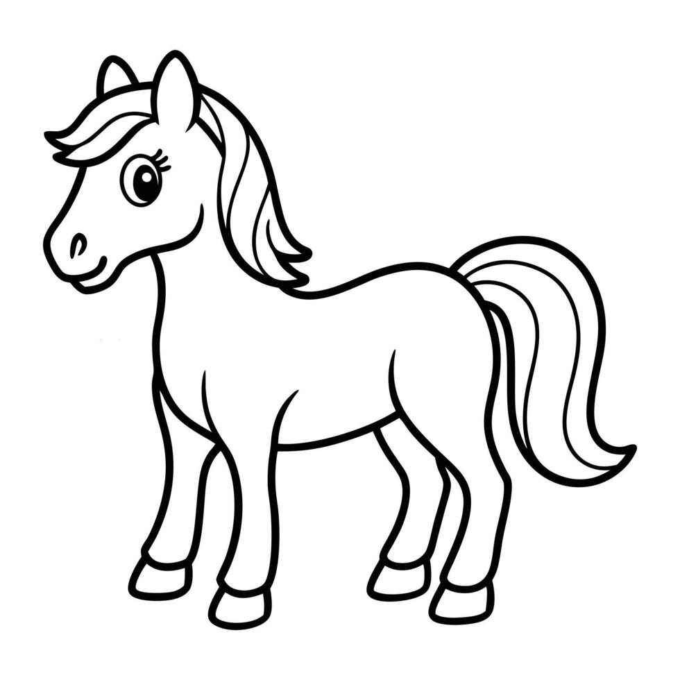 Adorable Pony Outline Illustration for Coloring Book vector