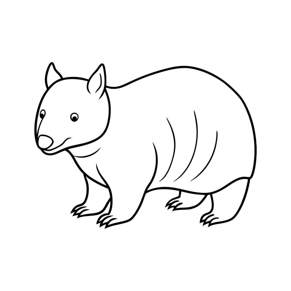 Cute Hand-Drawn Wombat Sketch in Black and White vector