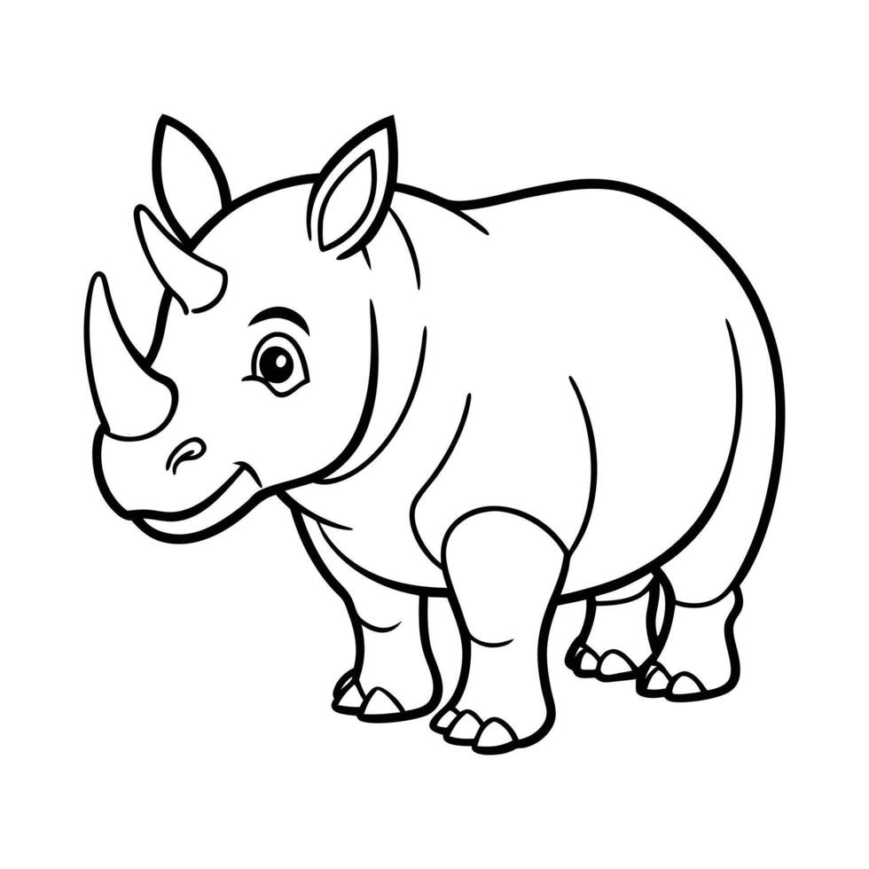 Strong Rhino Outline Illustration for Coloring Book vector