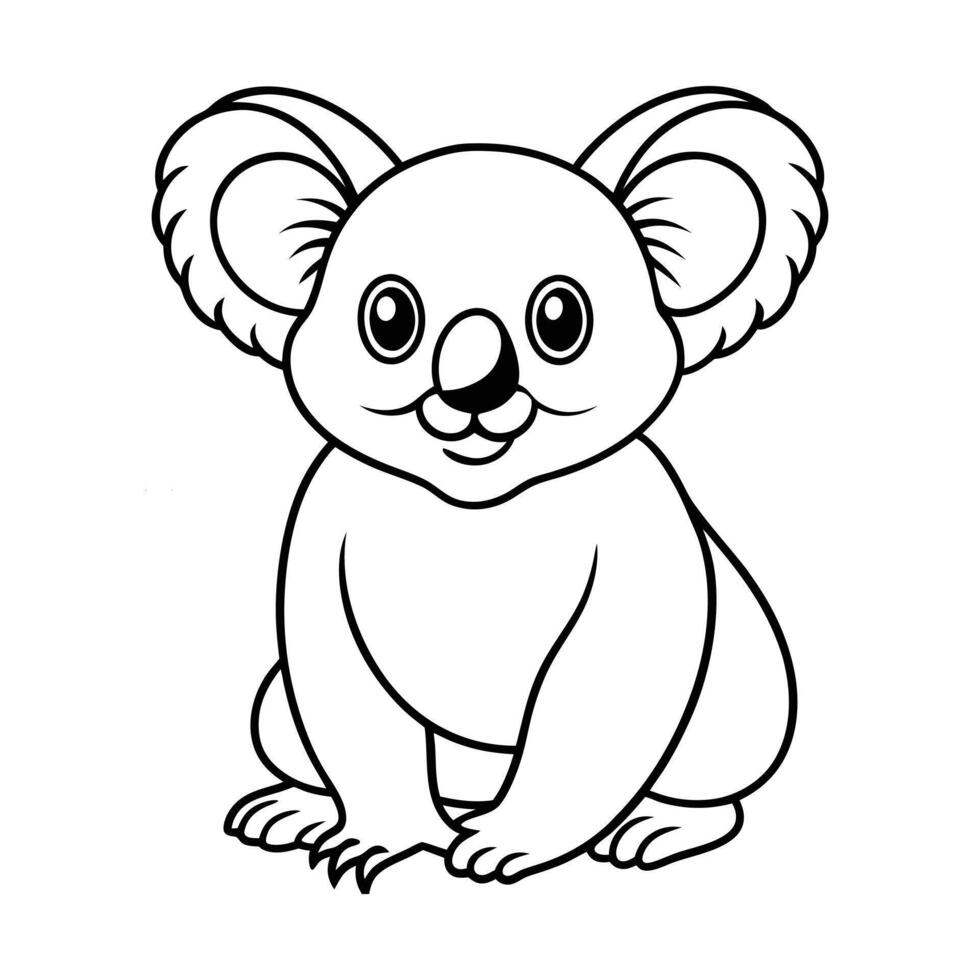 Adorable Koala Sketch in Black and White with Cute Expressions vector