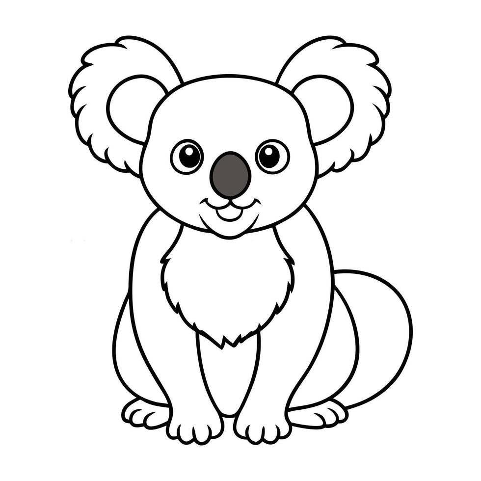 Adorable Koala Sketch in Black and White with Cute Expression vector
