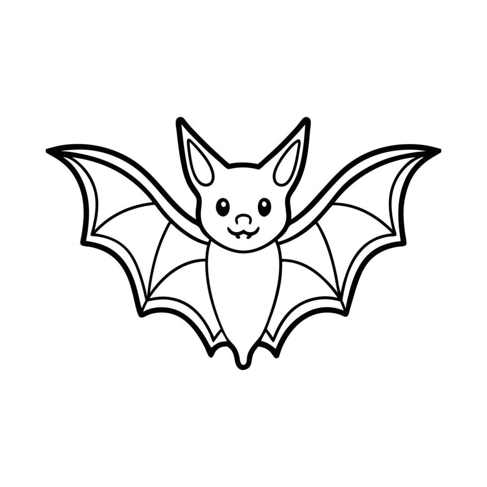 Spooky Bat Outline Illustration for Coloring Book Halloween Bat Line Art for Kids and Adults vector