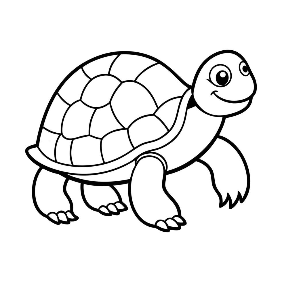 Adorable Turtle Outline Illustration for Coloring Book vector
