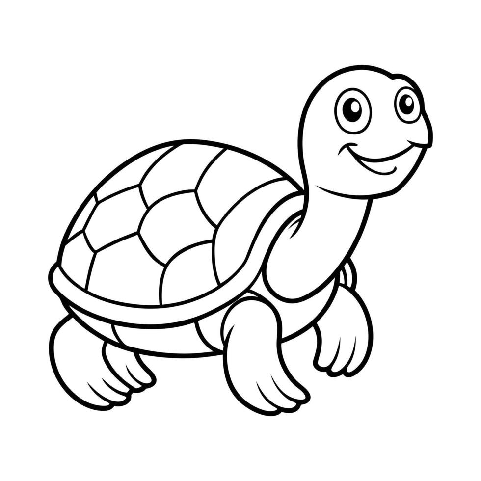 Adorable Turtle Outline Illustration for Coloring Book Cute Sea and Land Animal Line Art for Kids and Adults vector