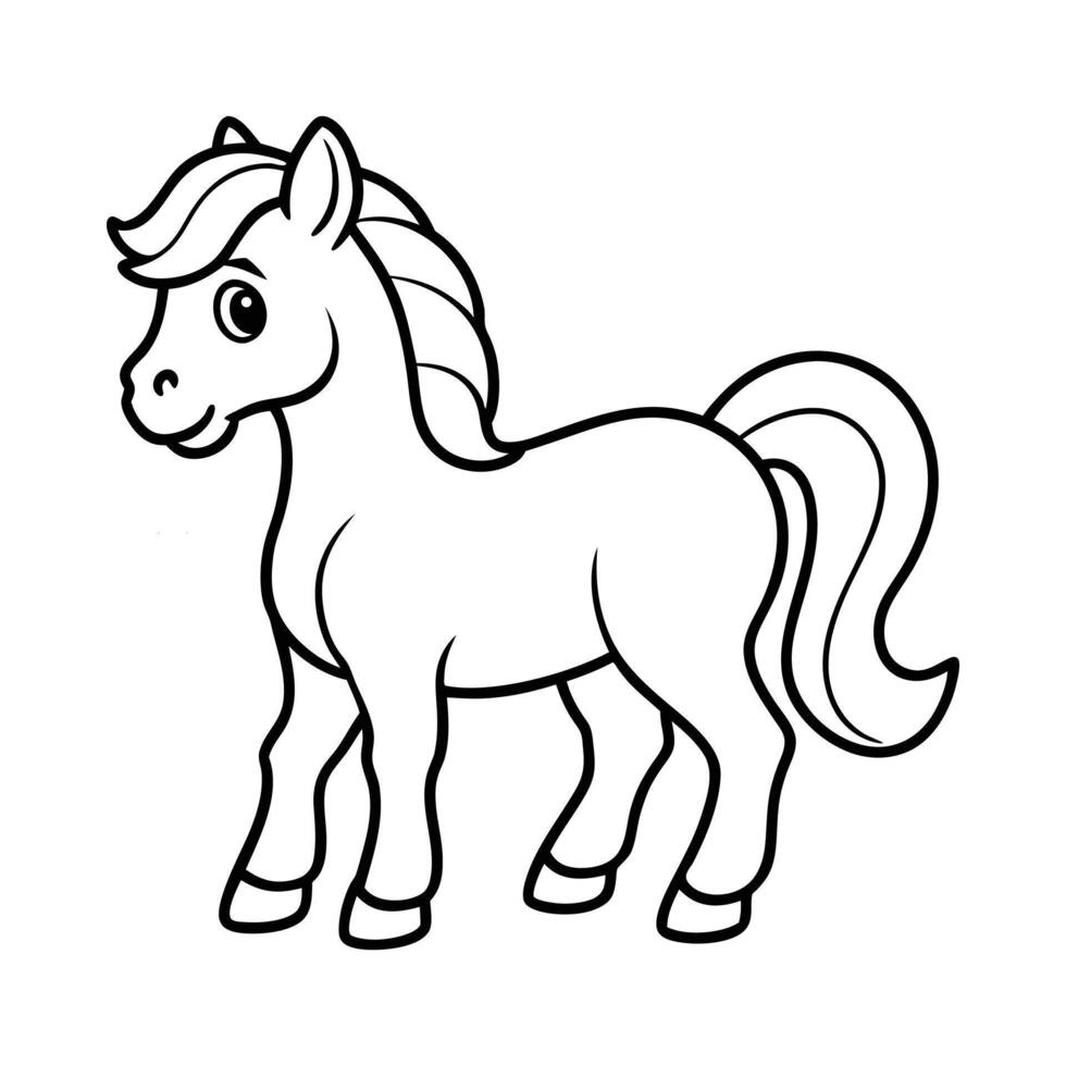 Adorable Pony Outline Illustration for Coloring Books vector