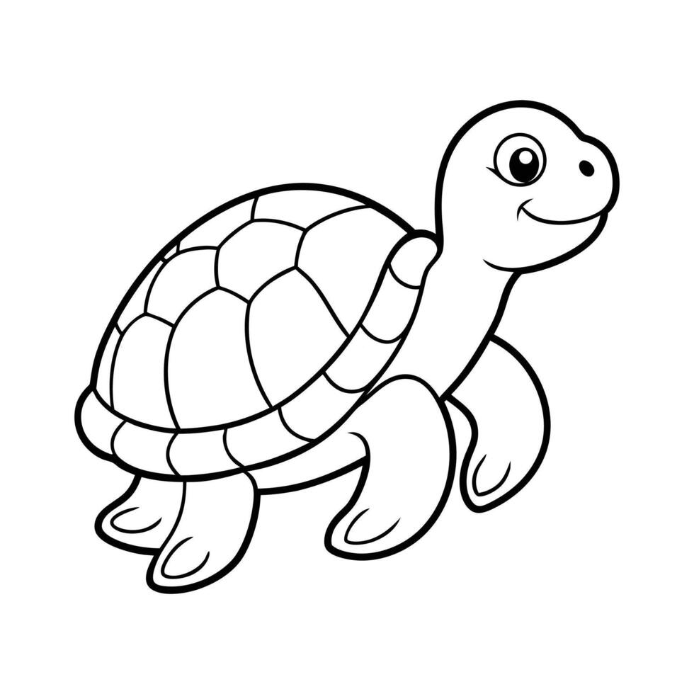 Adorable Turtle Outline Illustration for Coloring Book s vector