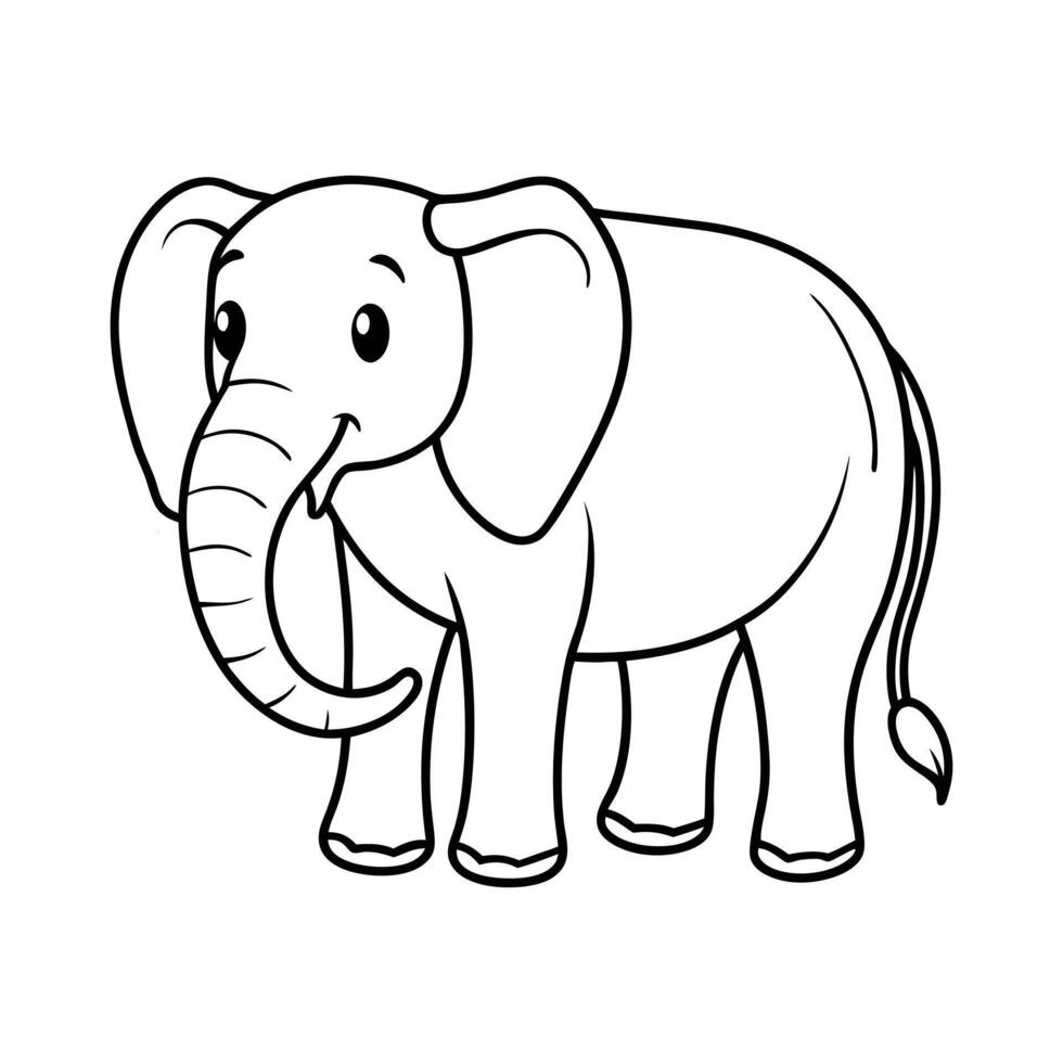 Strong Elephant Outline Illustration for Coloring Book vector