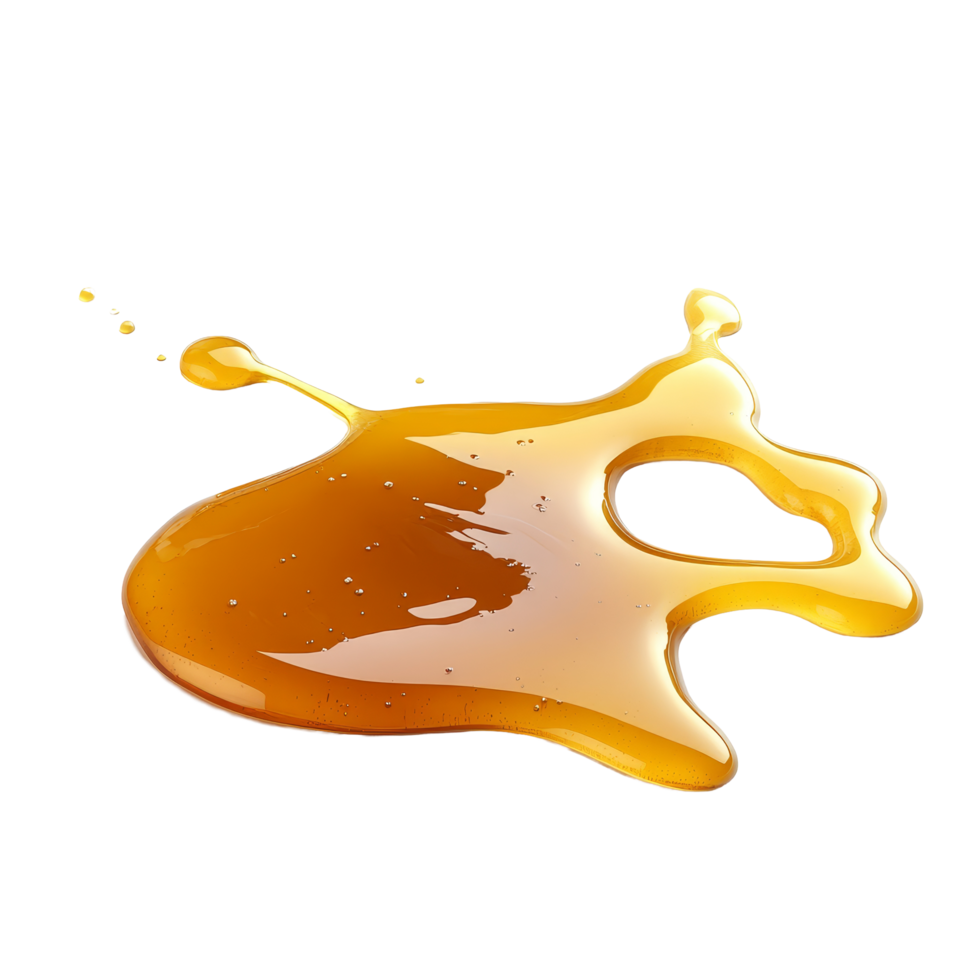 Golden honey spill on a clean transparent background showcasing its glossy texture and natural sweetness, honey spill isolated on transparent background png