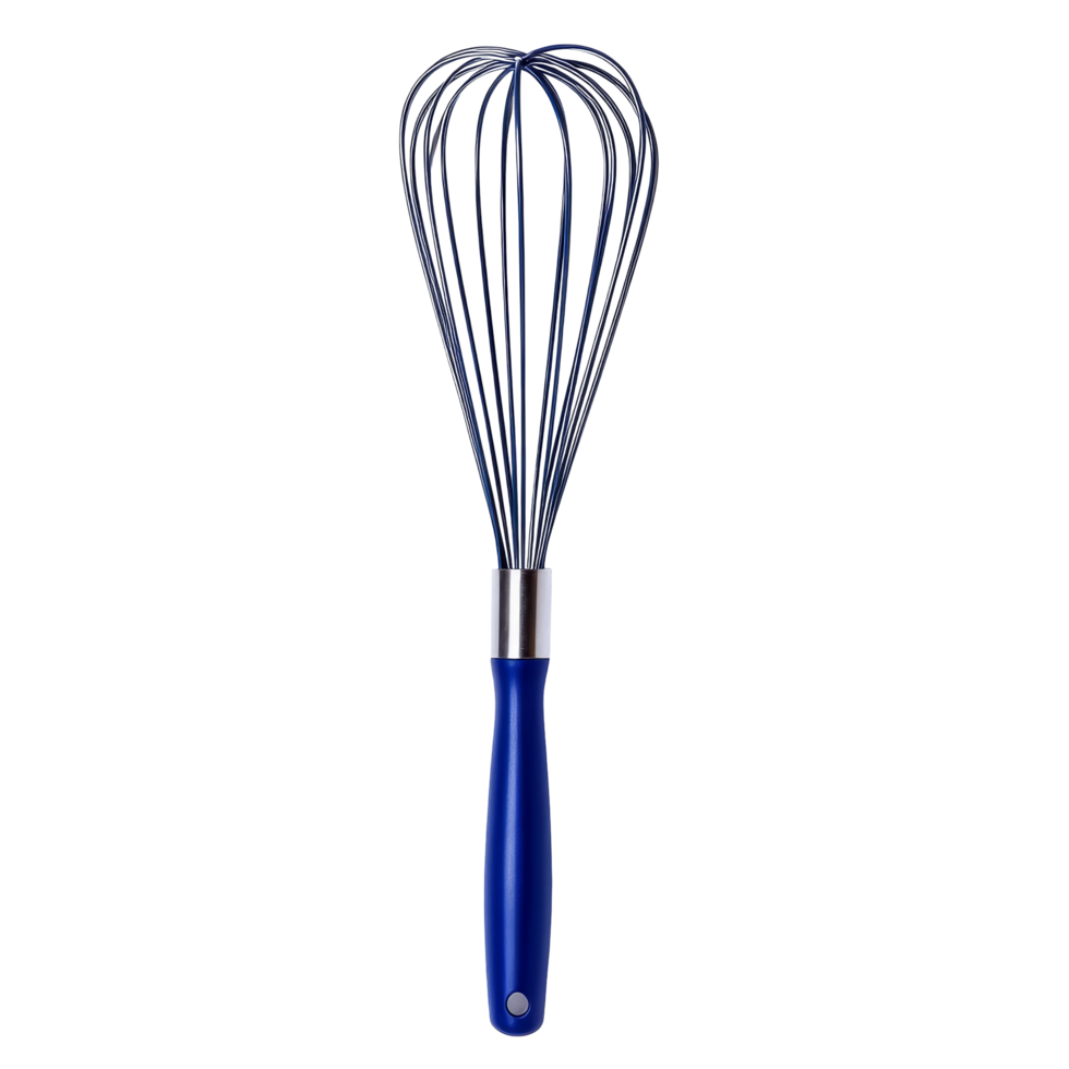 Balloon whisk with a blue handle isolated on a transparent background for culinary use, Balloon whisk isolated on transparent background, Clipping path included png