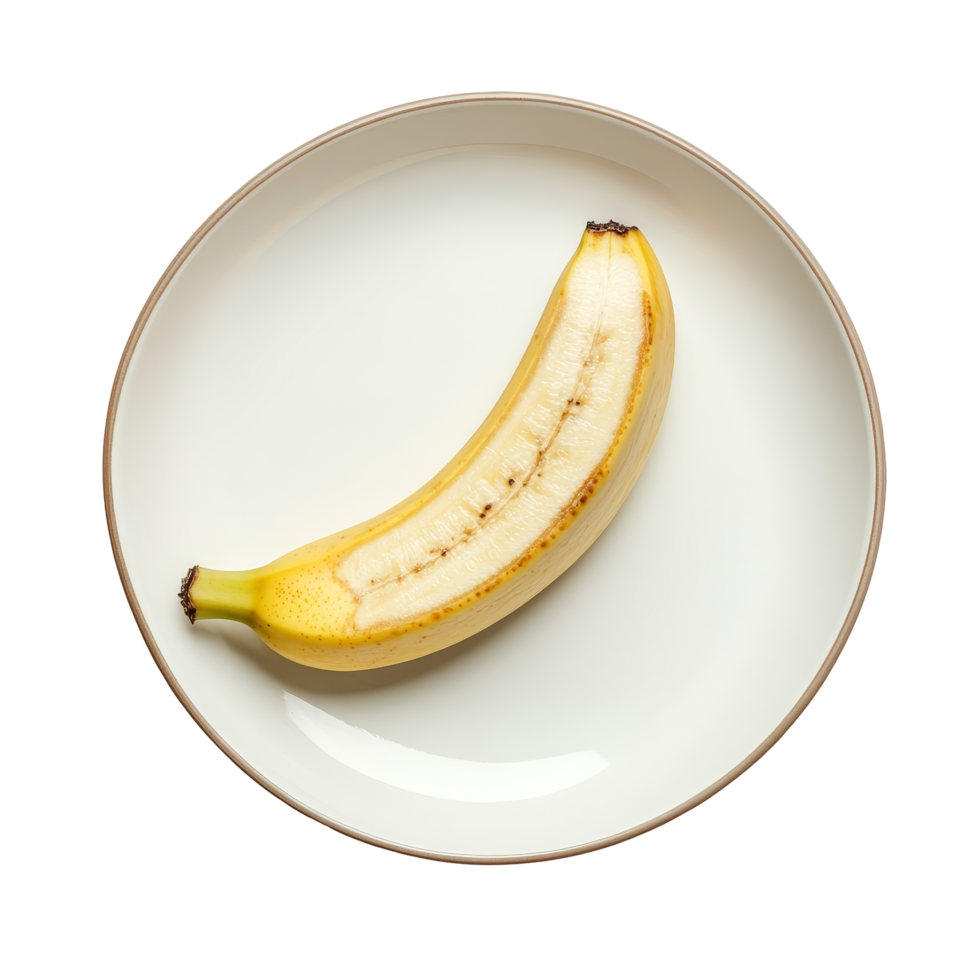 Fresh banana slice on a clean plate isolated against a transparent background for healthy eating, slice banana in a plate isolated on transparent background png