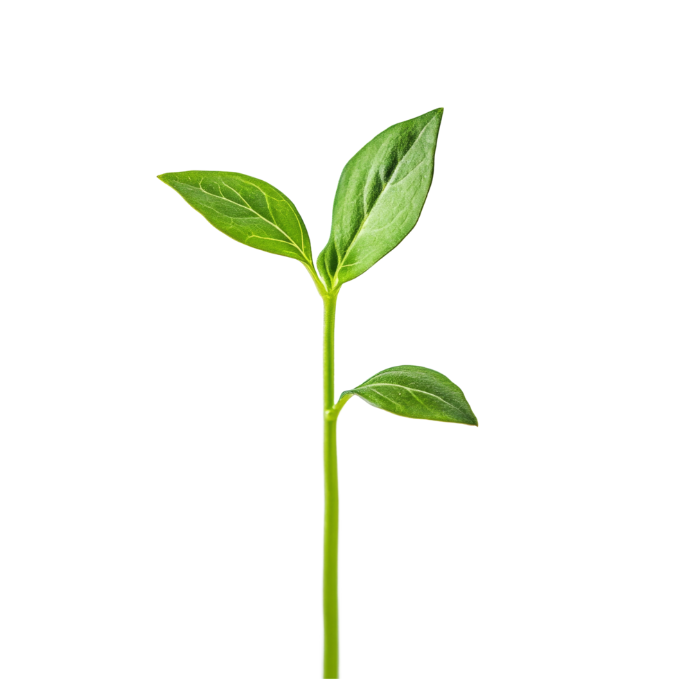 Fresh green plant sprout growing with vibrant leaves on a clean transparent background, green plant sprout isolated on transparent background or transparent backgroud png