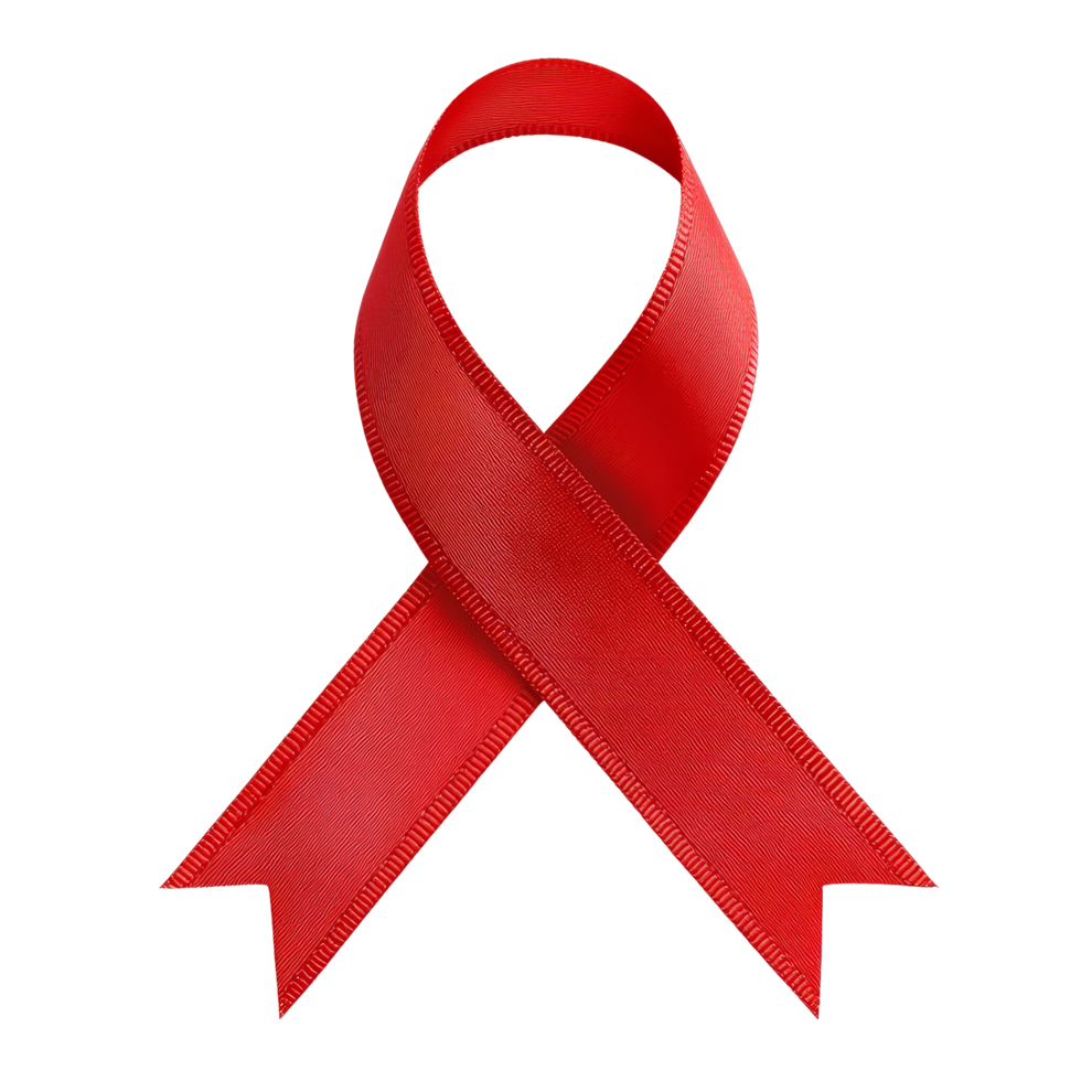 The vivid red ribbon is positioned in a classic loop, showcasing its smooth texture and vibrant hue, typical red ribbon isolated on transparent background png
