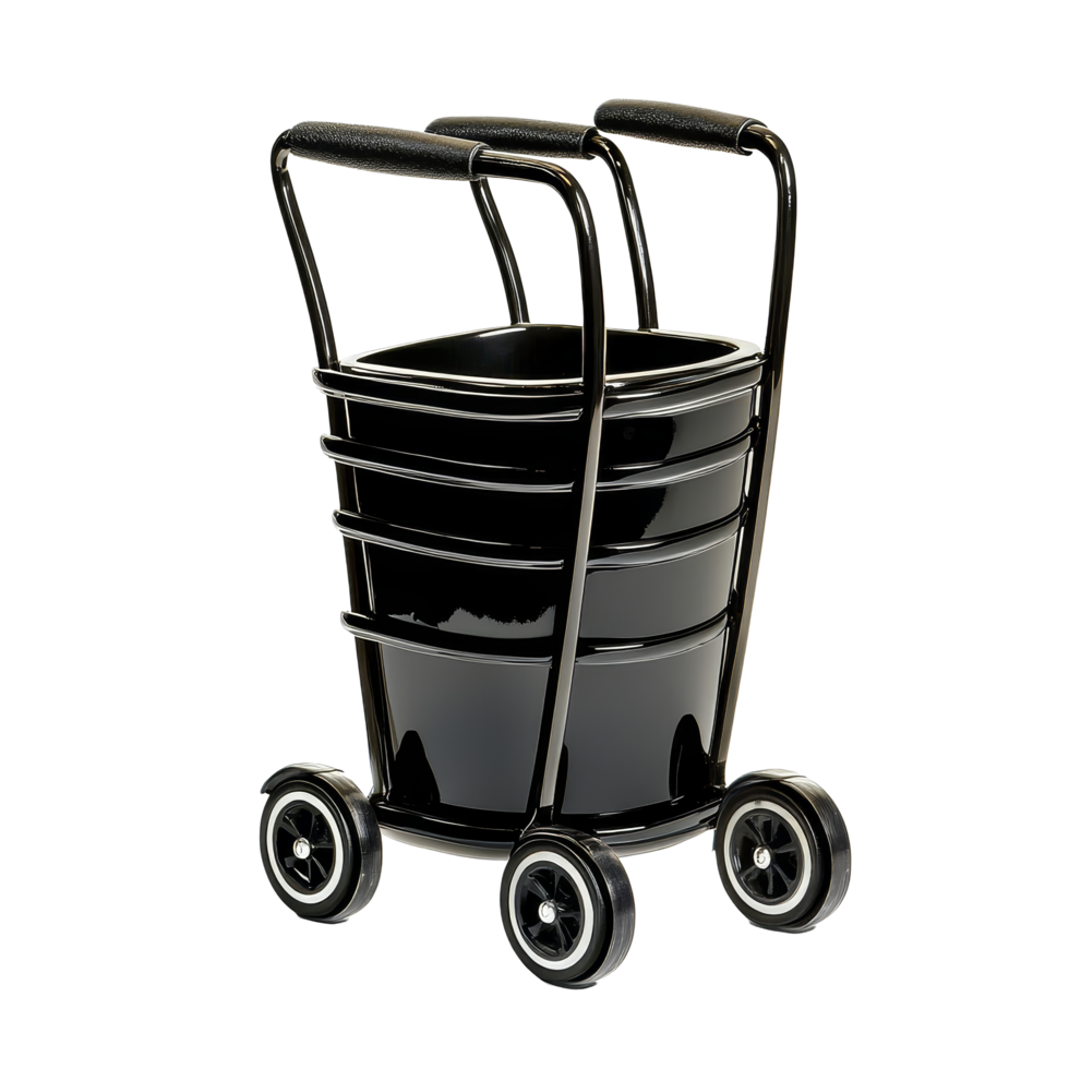A practical black rolling caddy on a transparent background suitable for various storage needs, Black Rolling caddy isolated on transparent background png
