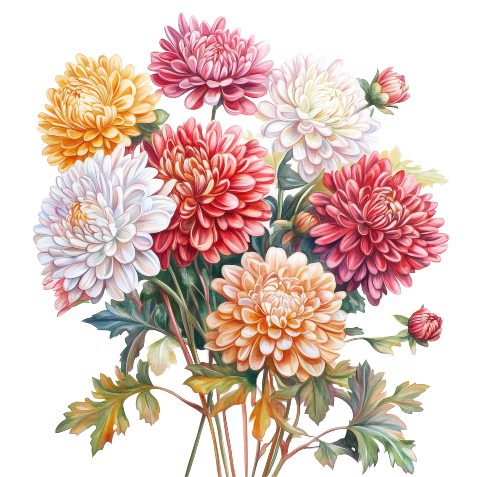 Chrysanthemum floral bouquets featuring vibrant colors and rich textures, showcasing a harmonious arrangement of blooms, chrysanthemum Flowers Floral Bouquets flowers with transparent background png