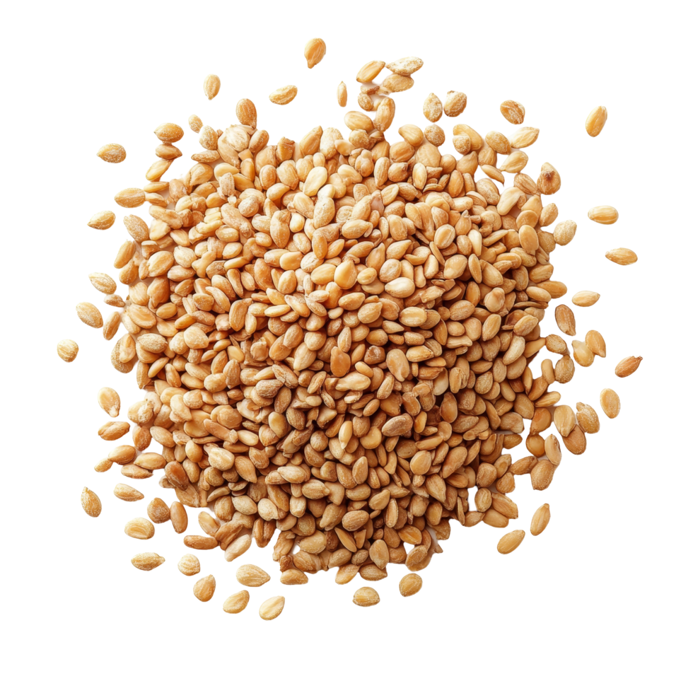 Brown sesame seeds scattered on a transparent background for culinary use and healthy cooking, sesame on transparent background png