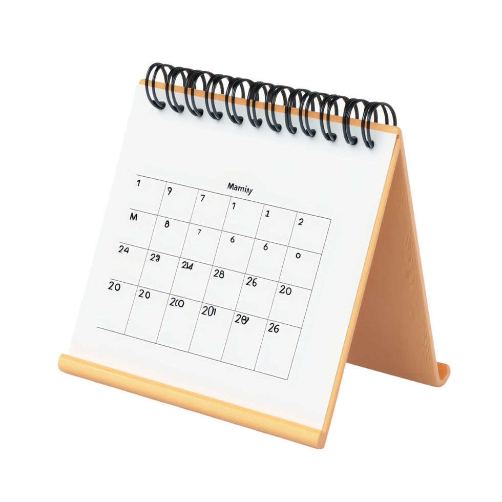 A minimalist tabletop calendar for January on a transparent background, emphasizing clean design and functionality, table calendar 2023 may isolated on transparent background png
