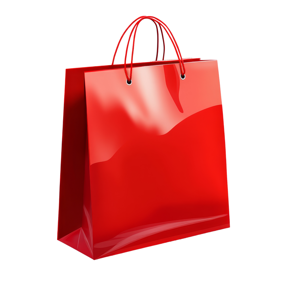 Isolated red shopping bag with sleek design, suitable for retail, gift giving, or promotional purposes, Red shopping bag isolated Stock Illustration png