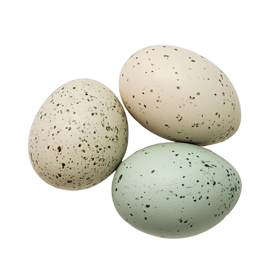 Fresh duck eggs with unique speckled patterns on a clean transparent background, Duck eggs on transparent background png