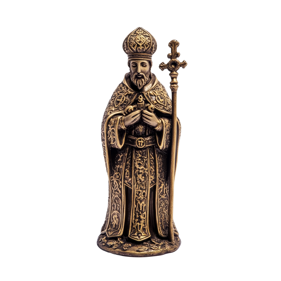 Bishop figure crafted from beef transparent, isolated against a transparent background for clarity and focus, bishop figure isolated on transparent background png