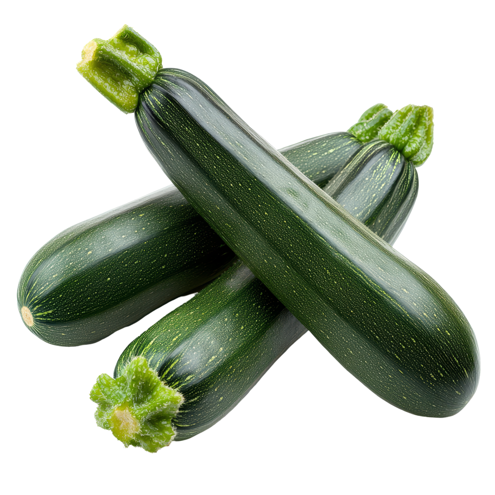 Fresh zucchini on a transparent background, highlighting its vibrant green color and distinct shape, zucchini isolated on transparent background png
