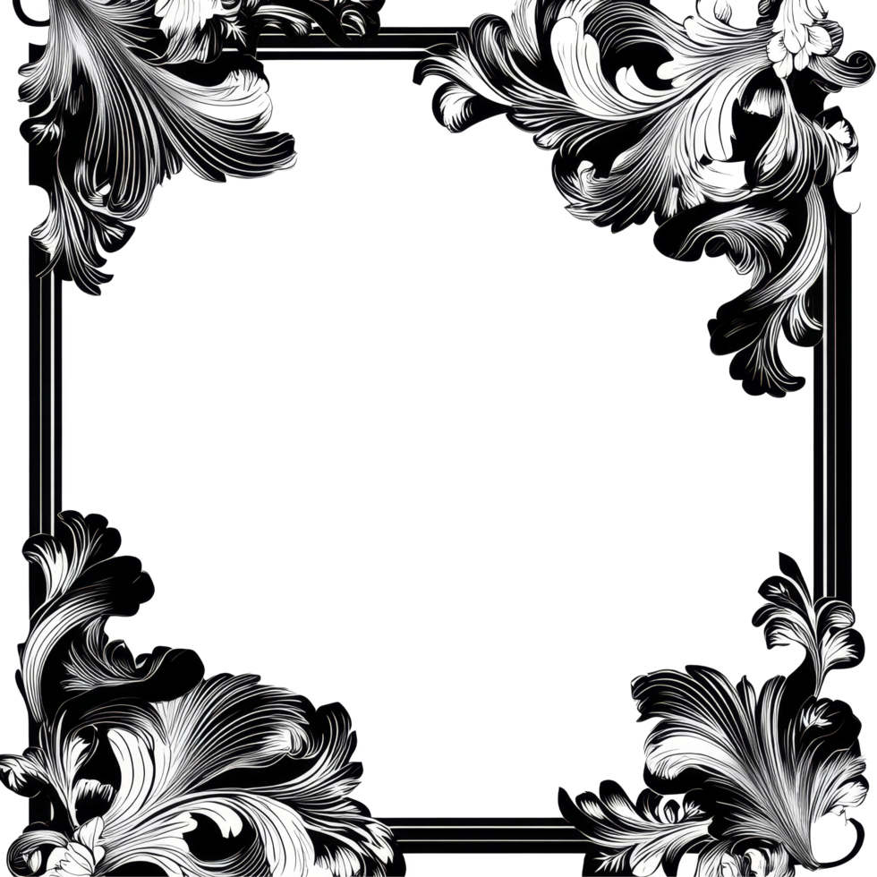 Sophisticated black border with floral patterns and space for customization, black border design png