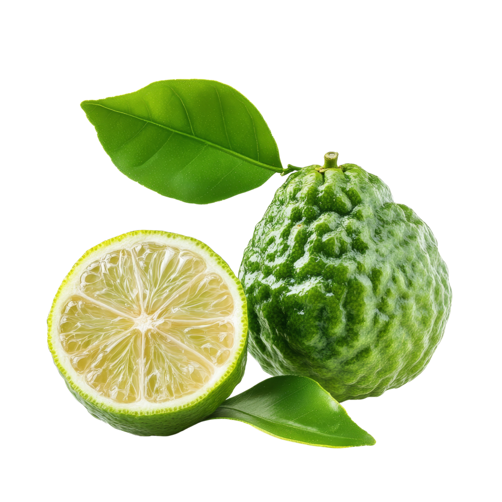 Fresh bergamot fruit with leaf isolated on a transparent background showcasing its unique texture and color, fresh bergamot fruit with leaf isolated on transparent background png