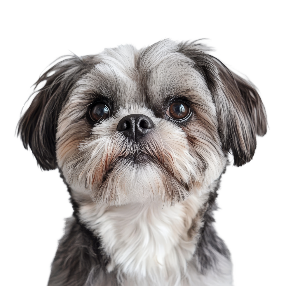 Charming Shih Tzu dog poses adorably in a studio against a clean transparent backdrop, Shih Tzu dog in studio on transparent background png