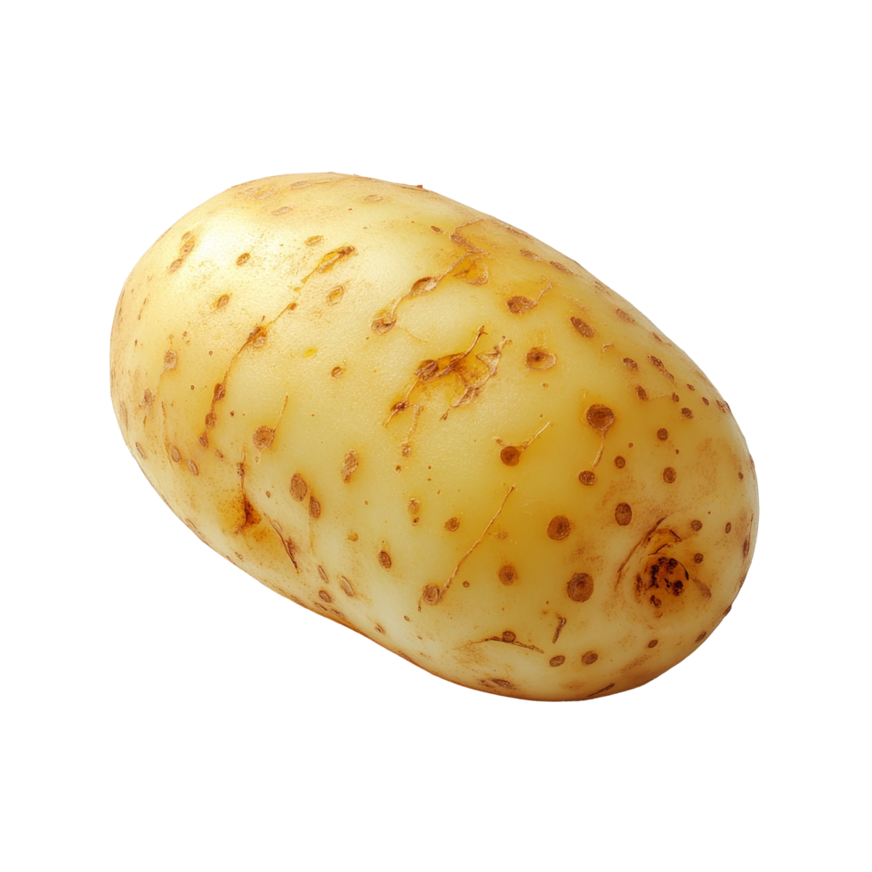 Fresh potato on a clean transparent background showcasing its natural earthy texture and unique spots for culinary inspiration, potato on transparent background png
