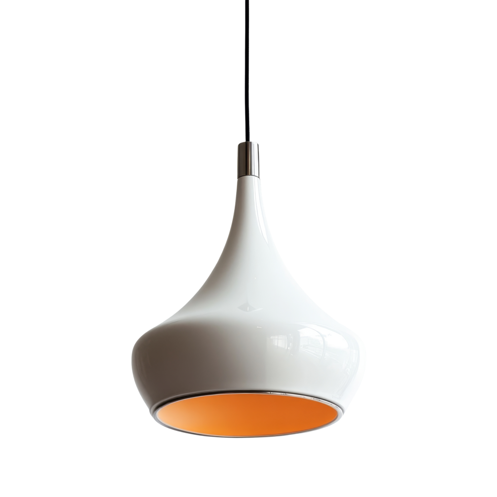 Modern transparent hanging lamp illuminating a stylish space against a minimalist transparent background, modern hanging lamp on transparent background png