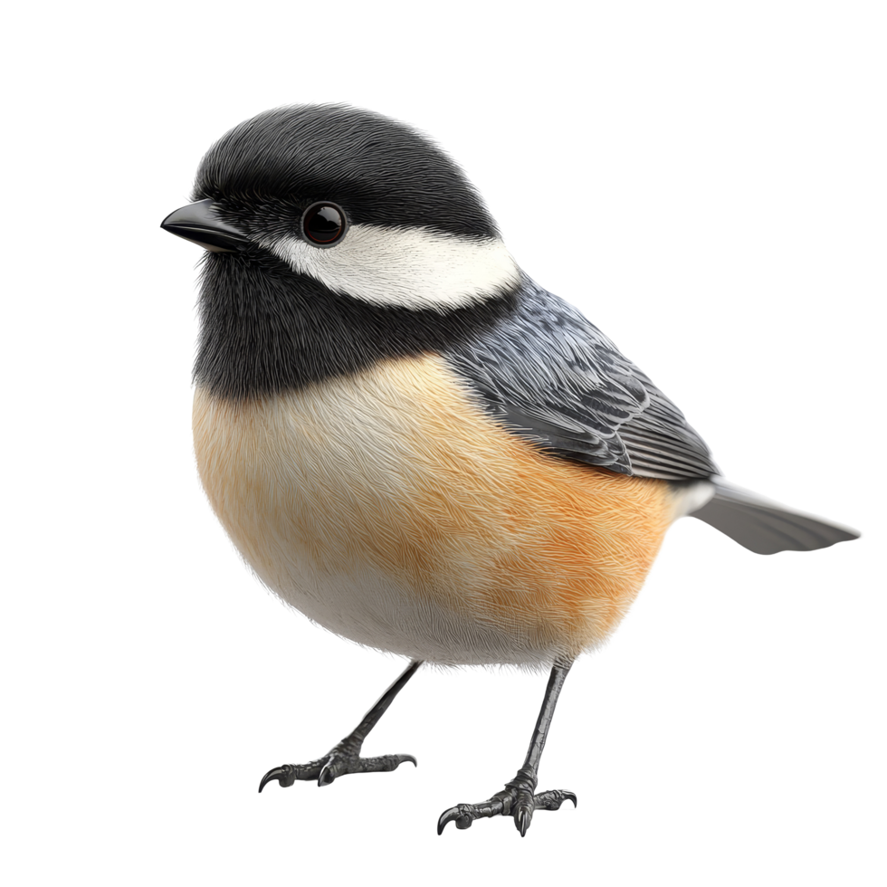 A realistic bird model on a transparent background, highlighting vibrant feather details, 3D Modeled Bird Full Body on transparent background png
