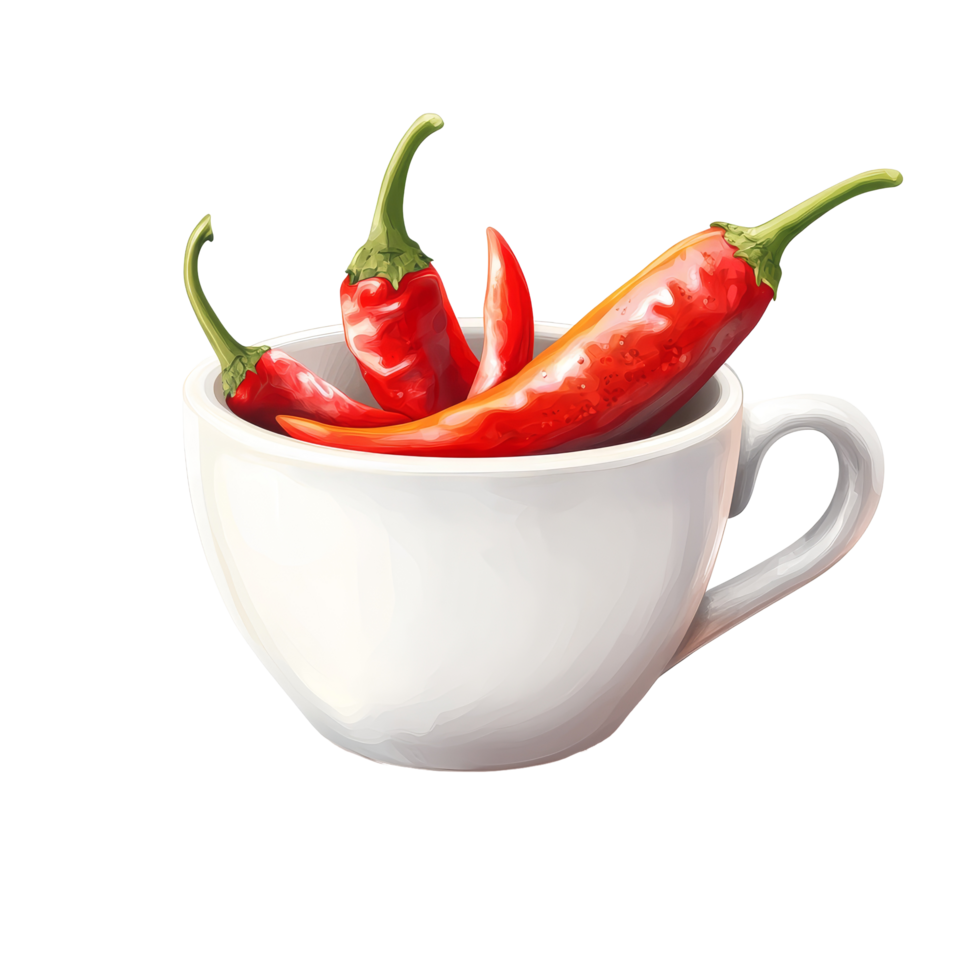 Fresh chili slices in a transparent cup on a clean background showcasing vibrant colors and textures, highlighting natural beauty and culinary potential, Chili slice in a cup on transparent background png