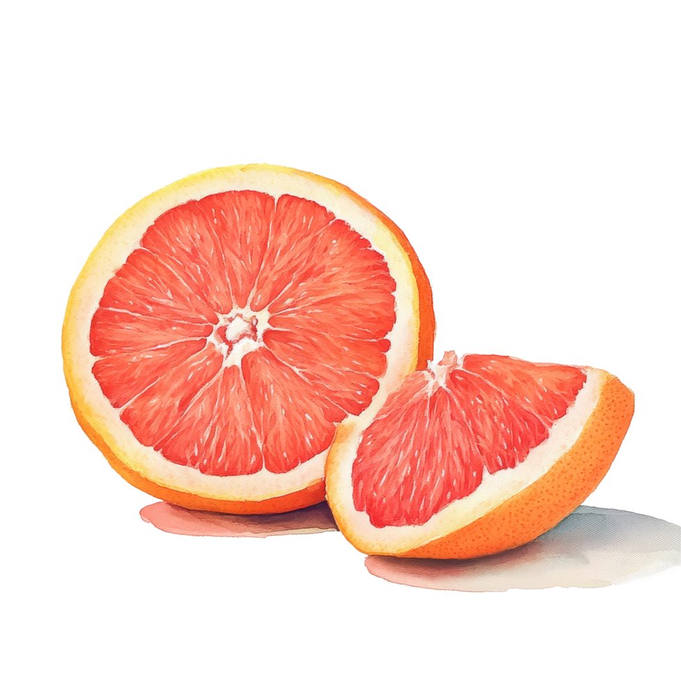 Grapefruit slices display vibrant pink and orange colors against a clean transparent backdrop, pink orange or grapefruit with slice on transparent background png
