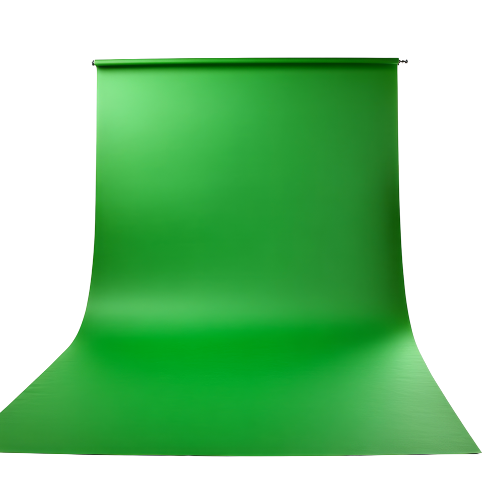 Bright green screen setup against a transparent background for creative and photography shoots, Green screen isolated on transparent background png