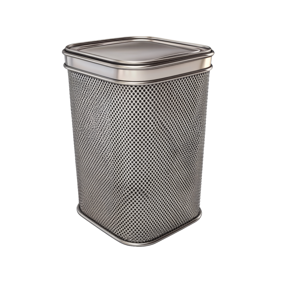 Mesh trash can isolated on a transparent background, designed for modern home or office organization and waste management, mesh trash can isolated on transparent background png