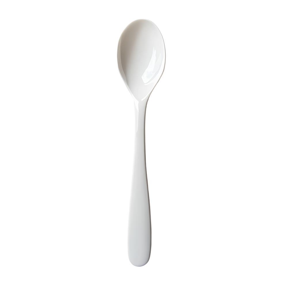 A simple plastic spoon lying flat on a clean transparent background ready for kitchen use and everyday dining needs, plastic spoon on transparent background png