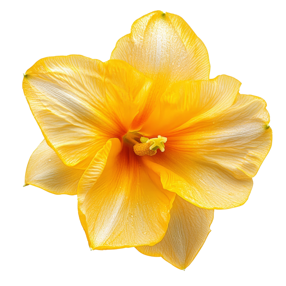 Vibrant daffodil flower isolated against a transparent background, showcasing intricate petal details and bright yellow color, vibrant dafodil in style, isolated on a transparent background for design png