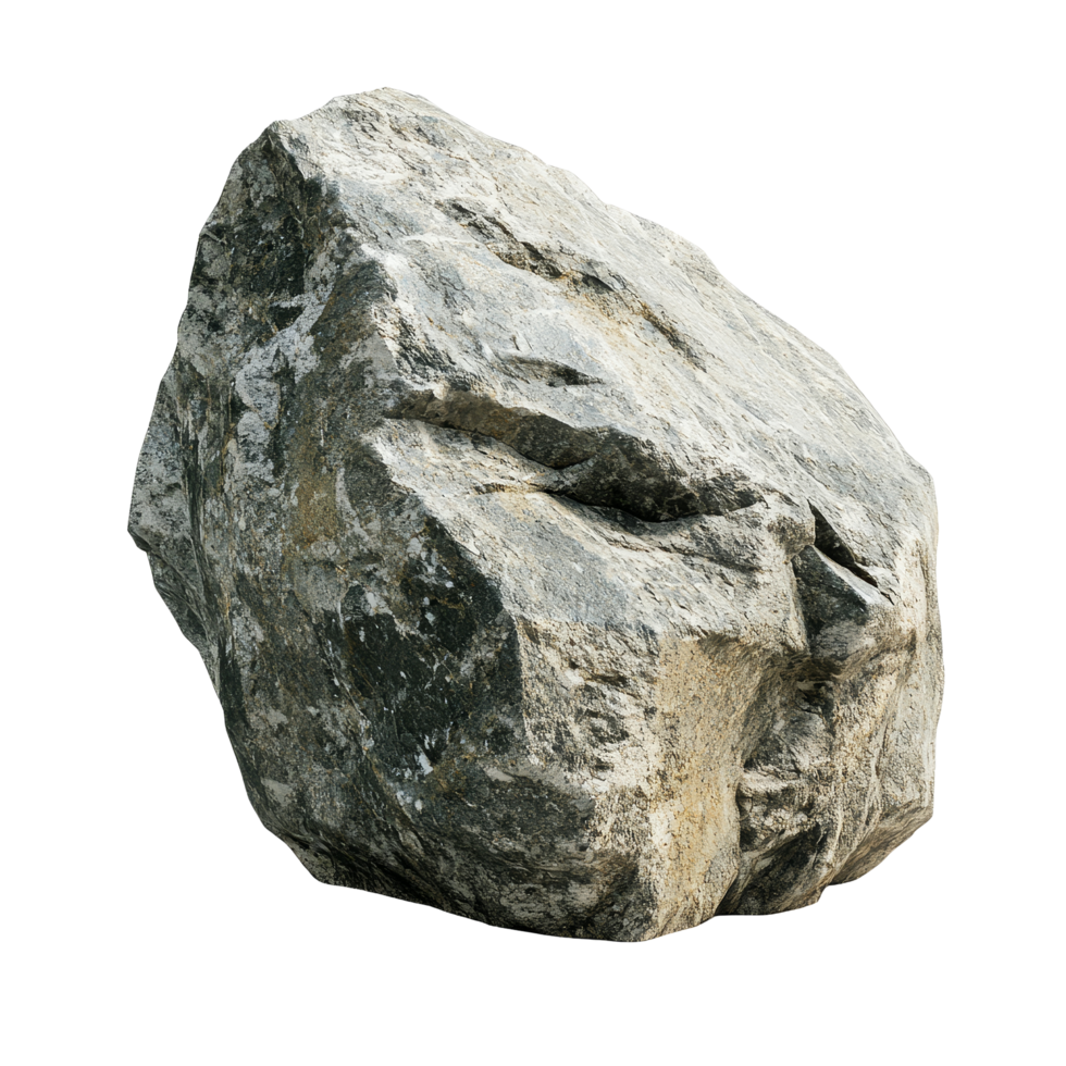 Isolated rock boulder with rough surface highlighting natural texture against a transparent background, Rock boulder isolated on transparent background png