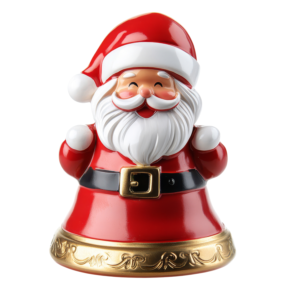Charming Santa Claus bell decoration isolated against a transparent background perfect for holiday festivities, typical Santa Claus bell isolated on transparent background png