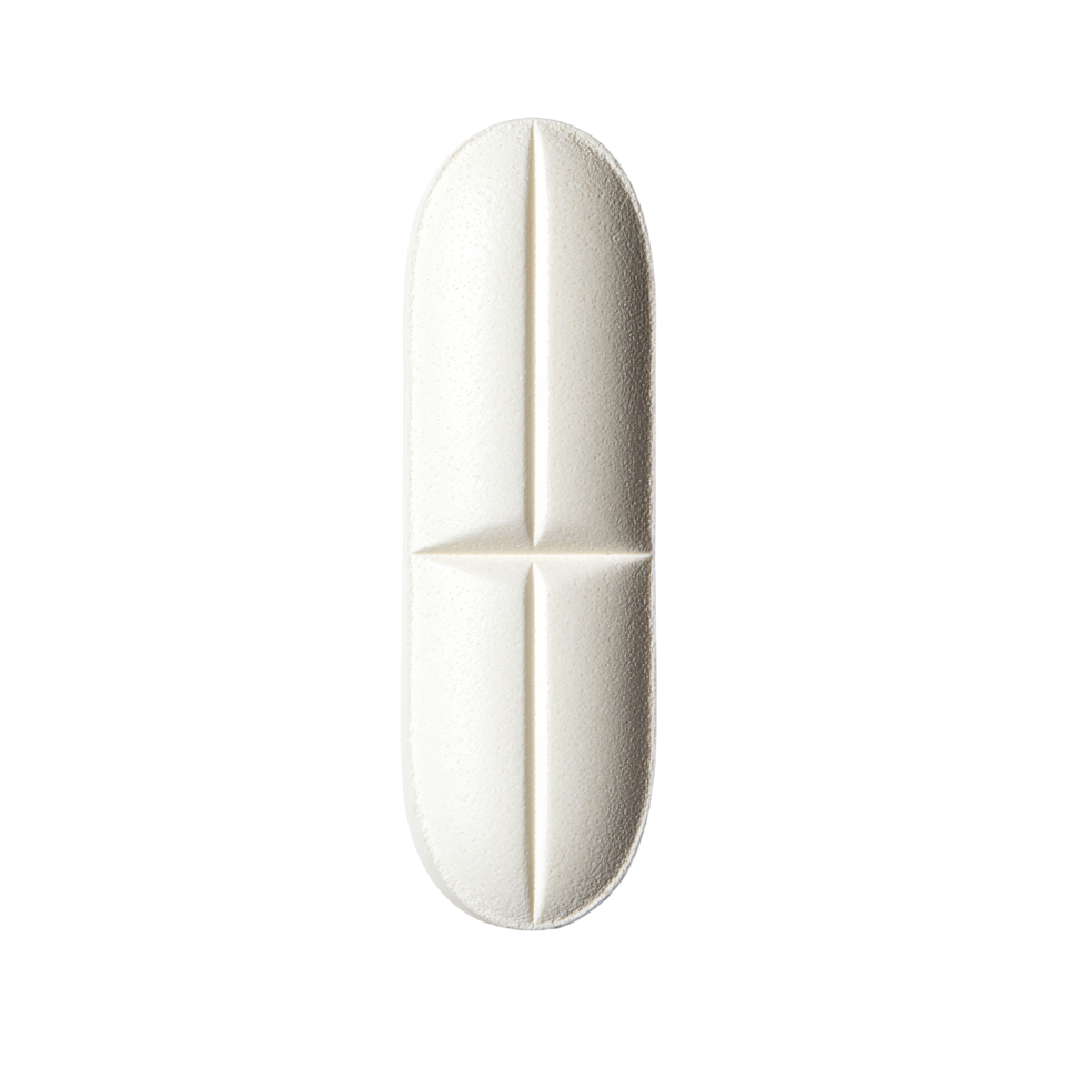 Single imprinted transparent medical pill tablet isolated on a clean, bright background for health and wellness purposes, Medical pill tablet isolated on transparent background png