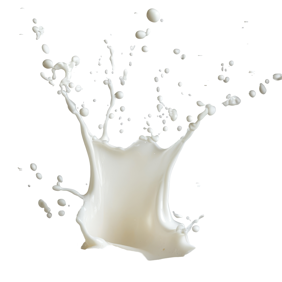 Milk splashes dramatically over a pristine transparent surface, creating a lively display of fluid motion, Milk splashing over transparent background png