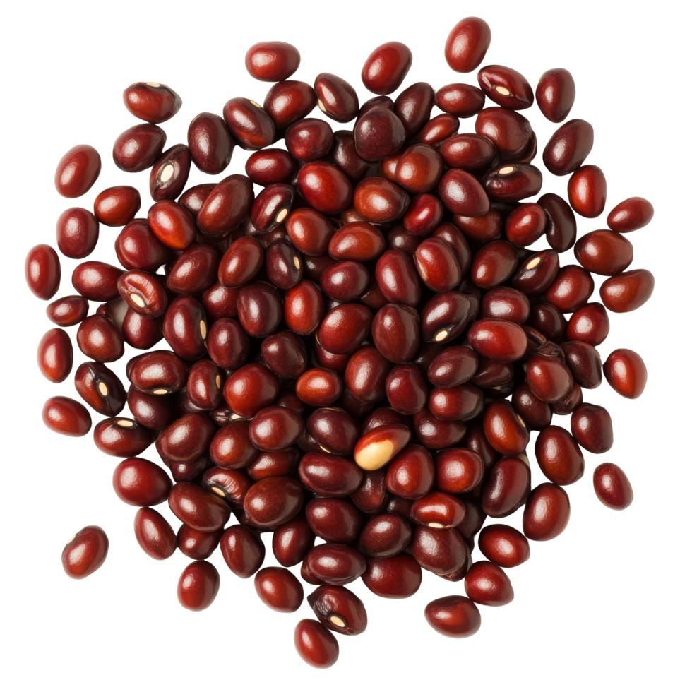 A pile of adzuki beans isolated on a transparent background showcasing their rich color and distinct shape, Pile of adzuki beans isolated png